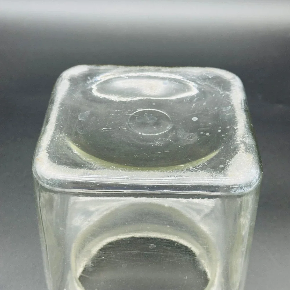 Vintage Clear Glass Square Apothecary Jar with Bubble Texture Lid‎